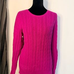 St. John's Bay Bright Fuchsia Cable Knit Crewneck Sweater